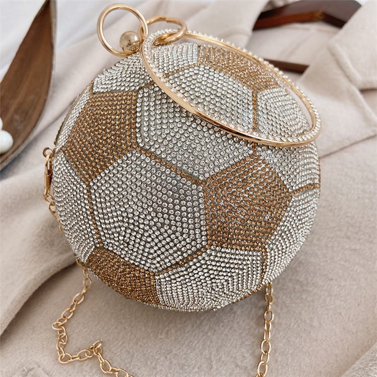 Sac de Soirée Sphérique Simili Cuir avec strass anneau