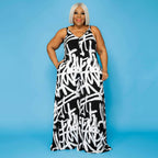 Combinaisons À Jambes Larges Impression Graffiti Backless - Chic&Shines