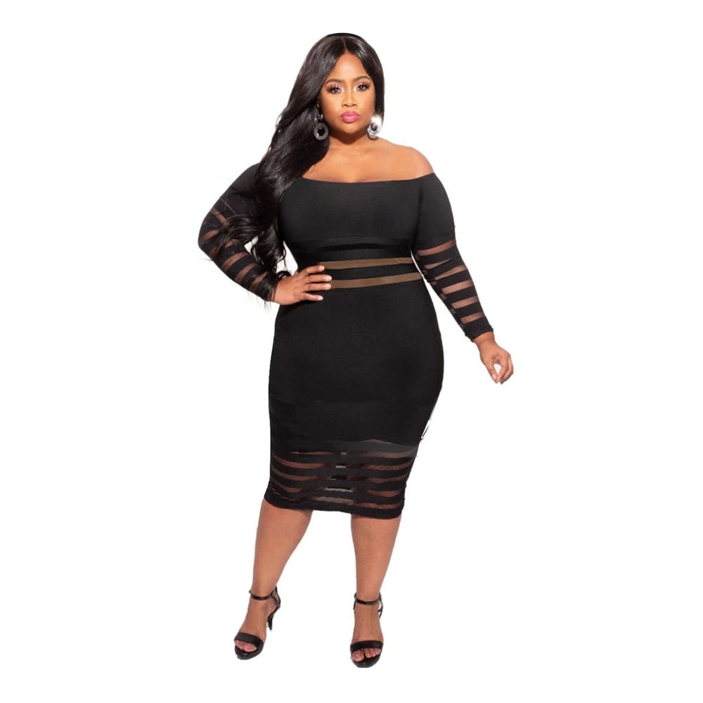 Robe mi-longue maille transparent