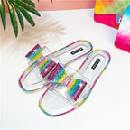 Sandale plate strass multicolore - Chic&Shines