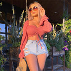 Short jeans ourlet déchiré