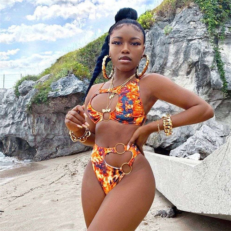 Maillot de bain 2 pièces sexy tie-dye