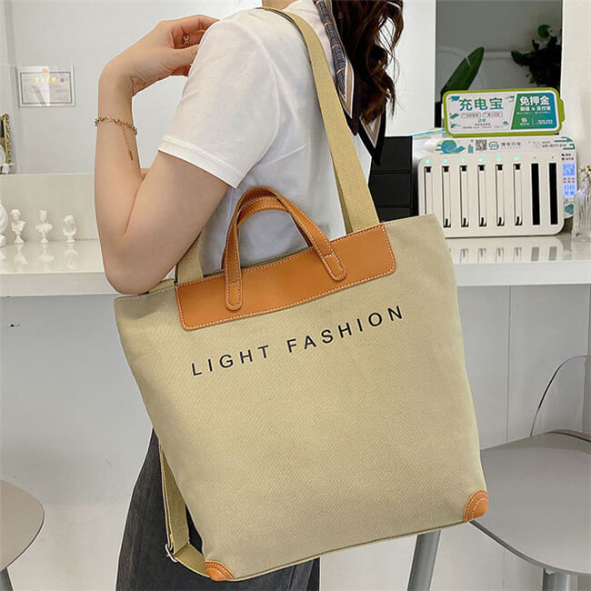 Large Capacity Tote Bag with Letter Print Canvas Patchwork