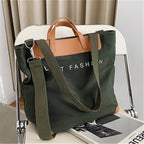 Sac style Cabas Grande Capacité Lettre Imprimée Toile Patchwork - Chic&Shines