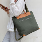 Large Capacity Tote Bag with Letter Print Canvas Patchwork