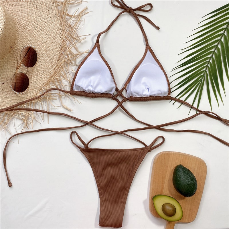 Sexy backless lace-up bikini