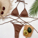 Sexy backless lace-up bikini