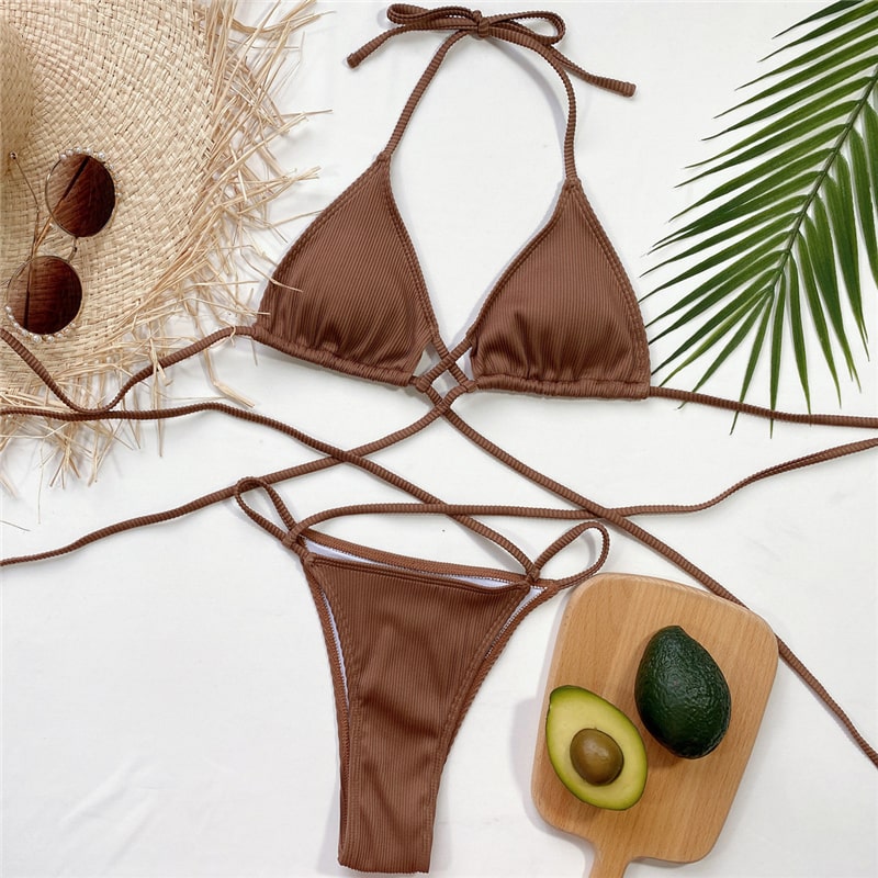 Sexy backless lace-up bikini