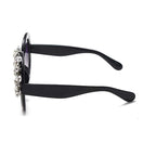 Lunettes de Soleil Ronde Grande Monture Strass Décoration