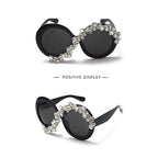 Lunettes de Soleil Ronde Grande Monture Strass Décoration