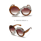 Lunettes de Soleil Ronde Grande Monture Strass Décoration
