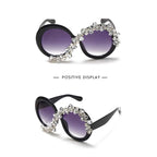 Lunettes de Soleil Ronde Grande Monture Strass Décoration