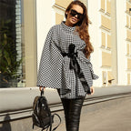 Manteau noué évasé imprimé pied de poule - Chic&Shines