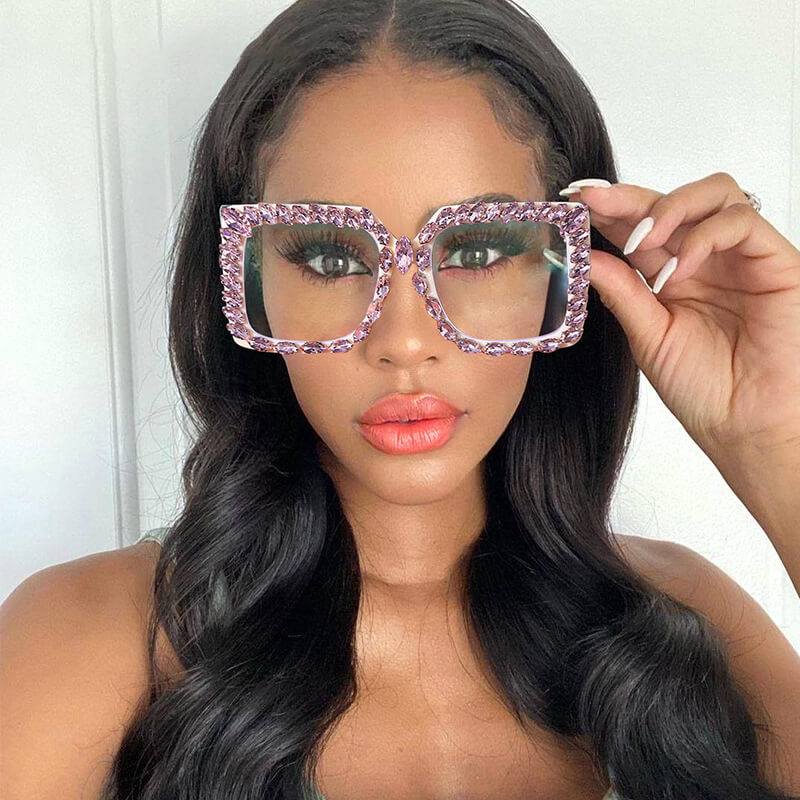 Rhinestone frame glasses