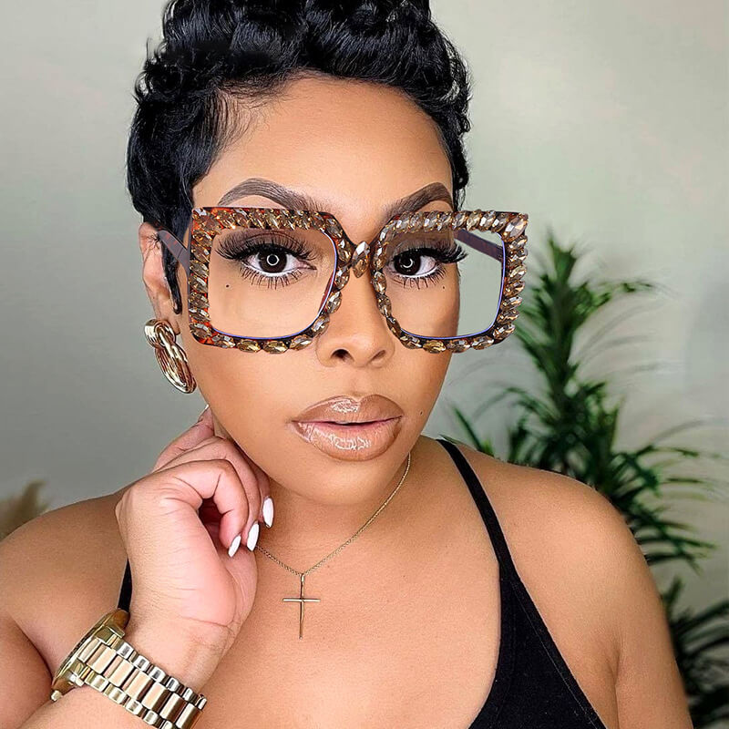 Rhinestone frame glasses
