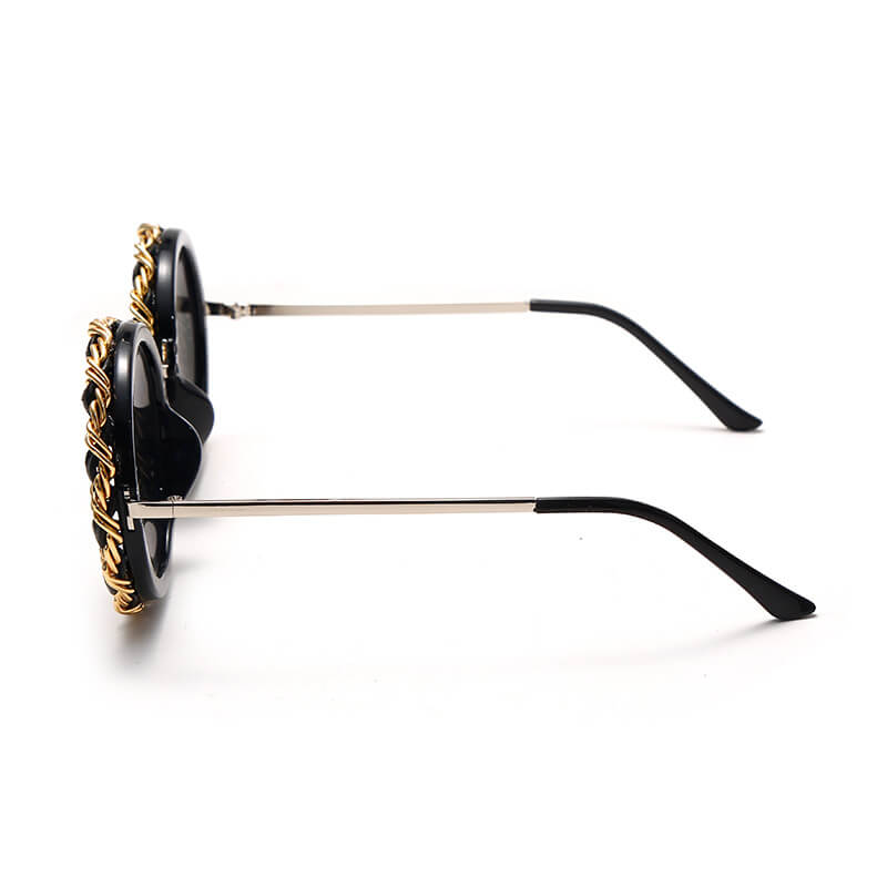 Round Frame Chain Design Sunglasses