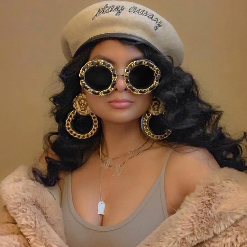 Round Frame Chain Design Sunglasses