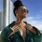 Round Frame Chain Design Sunglasses