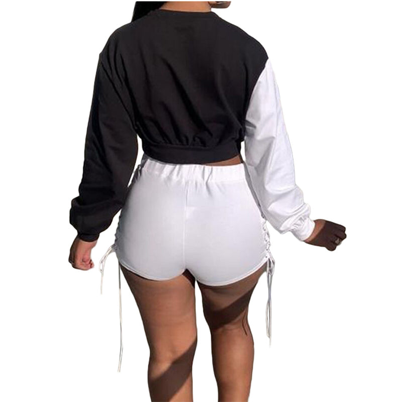 Ensemble short et top manches longues à lacets