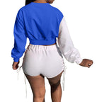 Lace-up long-sleeved top and shorts set