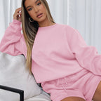 Ensemble short et sweat-shirt manche longue couleur unie