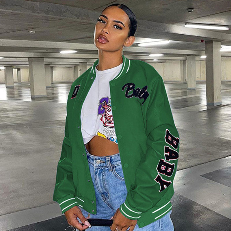 Button-up baseball jacket