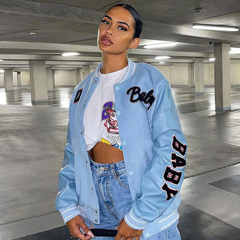 Button-up baseball jacket