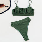 Solid-color pleated swimsuits