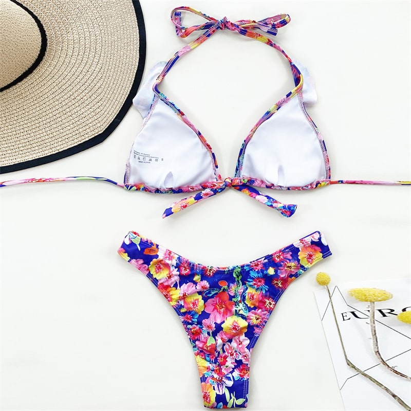 Maillot de bain 2 pièces imprimé fleurs