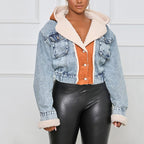 Manteau peluche veste en jeans à capuche - Chic&Shines