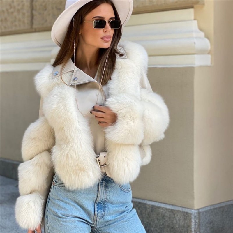 Manteau en peluche manches longues fermeture éclair