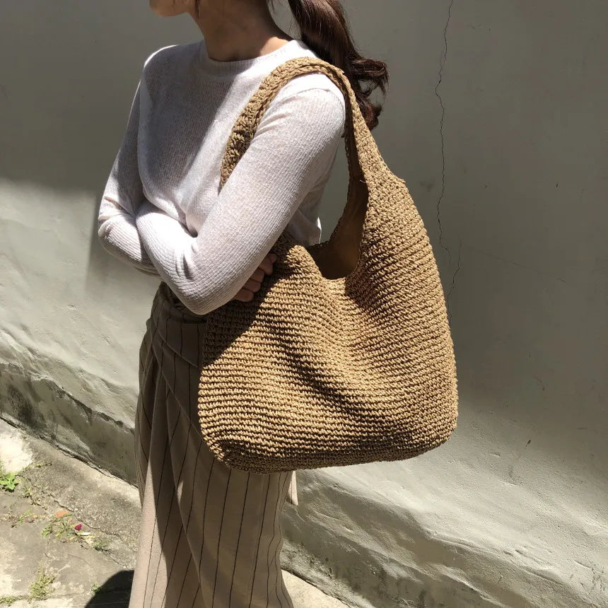 Sac tissé en rotin pour femmes l Annora
