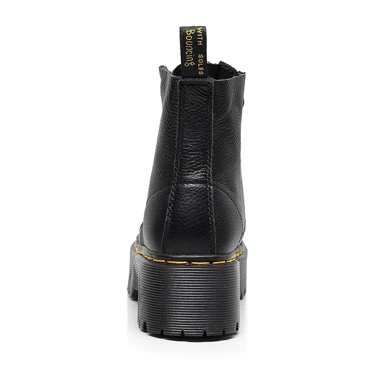 Bottes en cuir pour femmes avec semelle épaisse