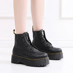 Bottes en cuir pour femmes avec semelle épaisse