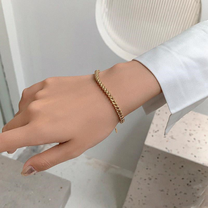 Bracelet tressé en acier titane réglable
