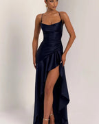 Yellow or blue slit maxi dress — Asymmetrical elegance