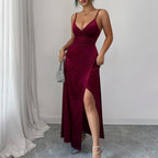 Robe longue scintillante à bretelles de soirée