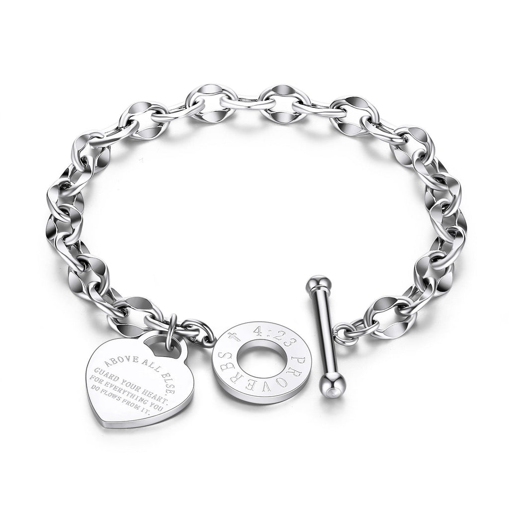 Bracelet pendentif cœur en acier titane - Chic&Shines