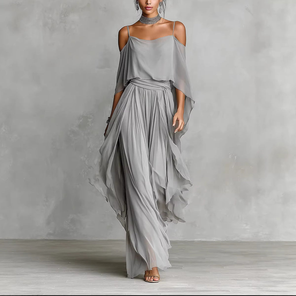 Elegant and flowing backless maxi dress