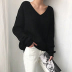 Pull en tricot chunky col V