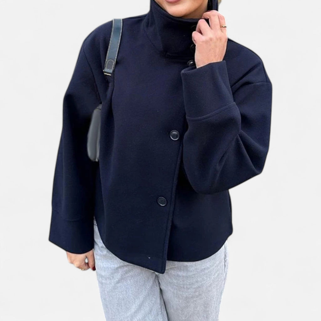 Manteau Court Femme Col Haut Chic