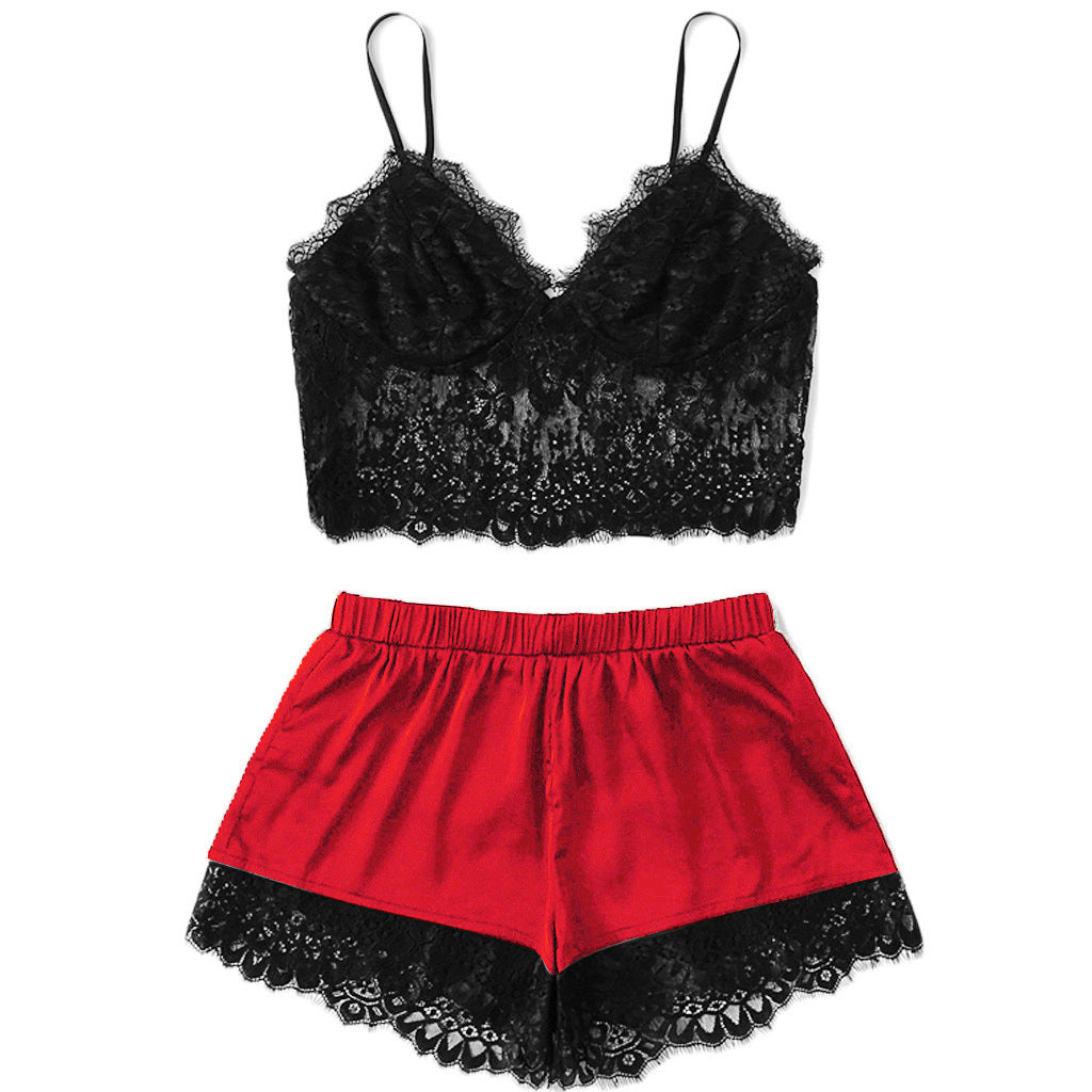 Ensemble pyjama short et camisole en dentelle - Chic&Shines