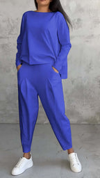 Ensemble haut col rond manches longues et pantalon - Chic&Shines