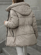 Mid-length quilted hooded coat