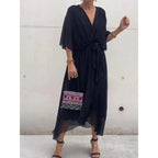 Robe asymétrique manches chauve-souris — Élégance fluide