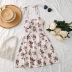 Floral print summer dress, elegant A-line cut