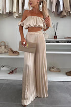 Ensemble haut tube et pantalon larges en satin - Chic&Shines