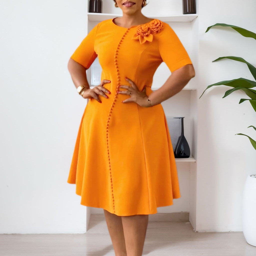 Robe midi col rond élégante - Design épuré et intemporel
