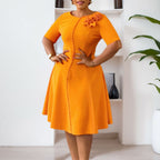 Robe midi col rond élégante - Design épuré et intemporel
