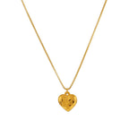 Collier pendentif cœur damier en acier inoxydable